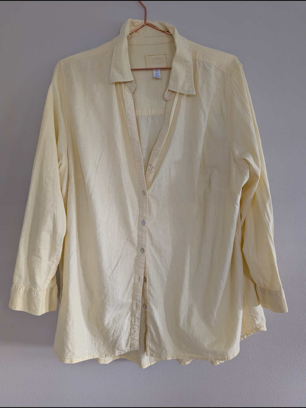 Sigrid Olsen Butter Yellow Button Down Shirt Size 1X